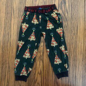 Old Navy Boys Pizza Christmas pant size XS (5) fleece black red
